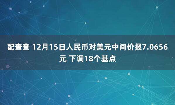 配查查 12月15日人民币对美元中间价报7.0656元 下调18个基点